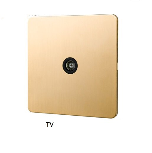 86MM Solid Brushed Brass Panel Wall Toggle Switch Brass Knob Retro Vintage Phone Fan Internet TV SCREW: TV