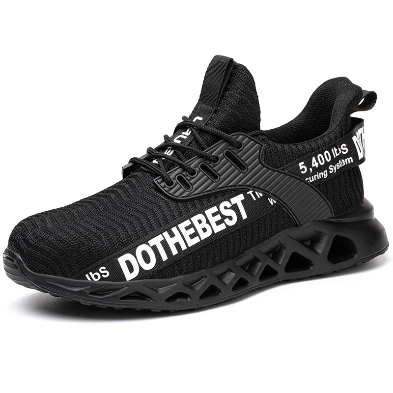 Sicherheitsschuhe Herren für Arbeit, Turnschuhe, Damen und Herren, Stahlkappe, Arbeitsschuhe, Sicherheitsschutzschuhe, leicht, Anti-Smash, Anti-Punktion: 41 / Black