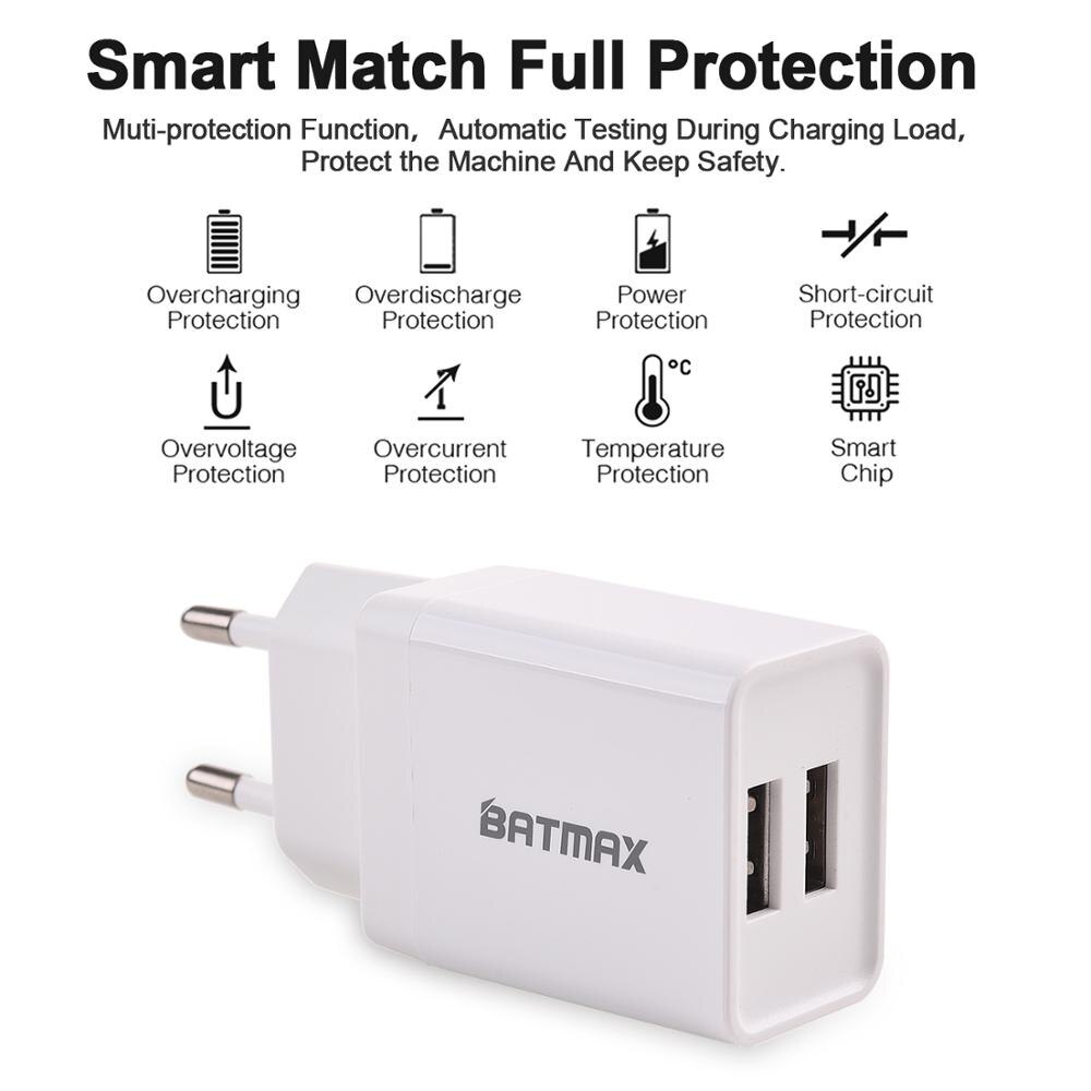 Batmax 3.0 tragbares reise-usb-doppelladegerät mit schnellladefunktion für iphone, samsung  s9, xiaomi  mi 8 und huawei