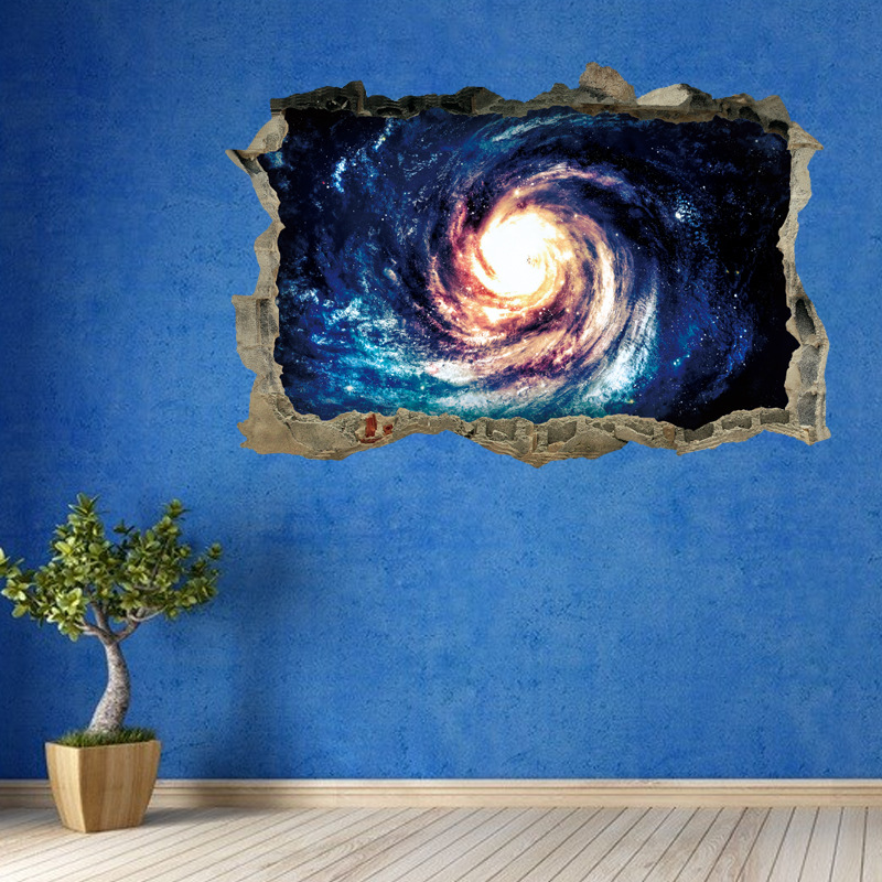 Serie universo de estrellas 3D, pegatinas de pared rotas para niños, habitaciones de bebés, dormitorio, decoración del hogar, calcomanías, póster mural, pegatina en la pared