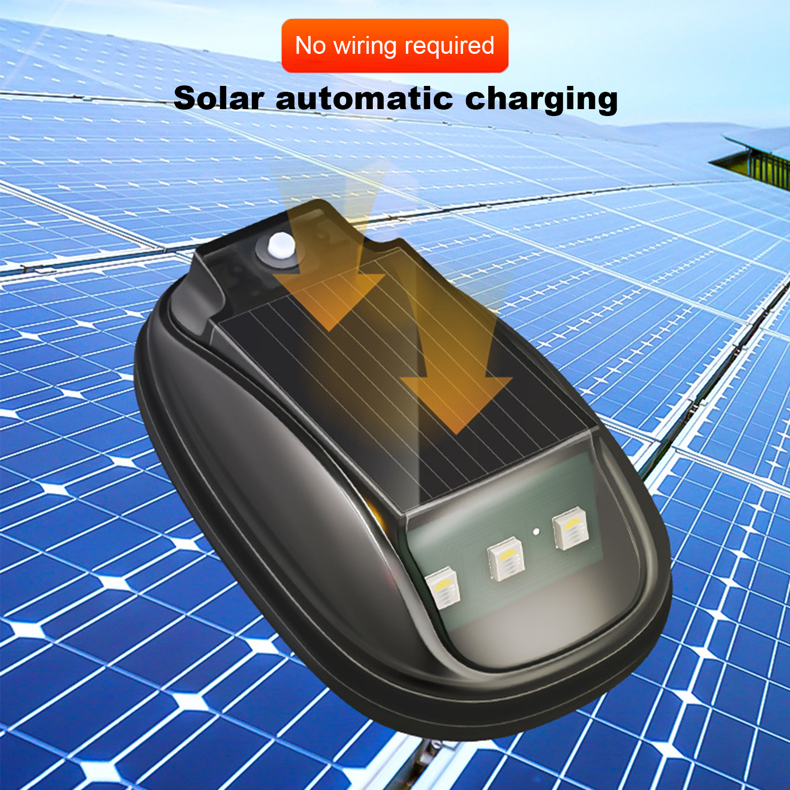 Autodakverlichting op zonne-energie met draadloze, op afstand bedienbare knipperlichten (rgb), stroboscoop op zonne-energie voor autodecoratie.