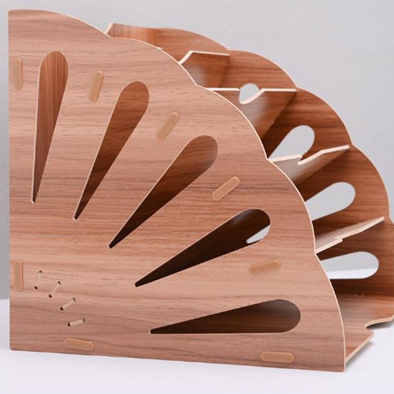 Wooden Fan-Shaped File Sorter for Office Desktop azine File Manager
