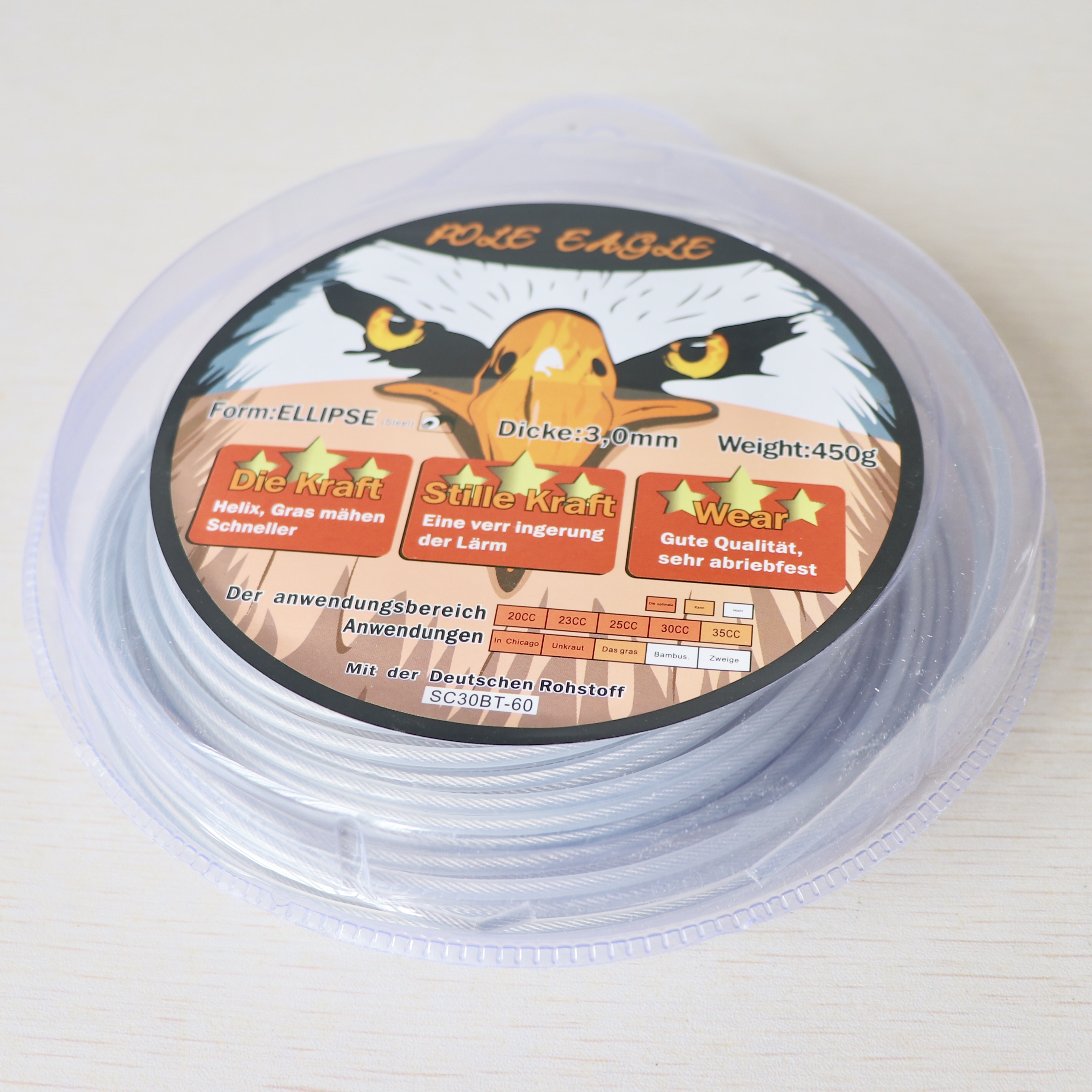 3.0mm 450g trimmer wire wire line græstrimmer line indvendigt med stålwire, buskrydder nylon line til haveværktøjsdele
