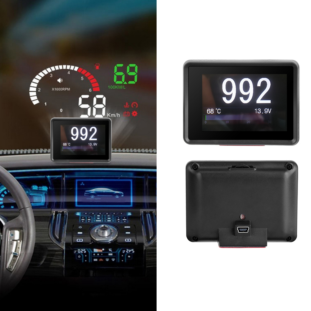 Coche OBD Multi-función medidor Digital de temperatura de voltaje de velocidad de visualización HUD reloj de coche led digital Reloj de coche accesorios de coche