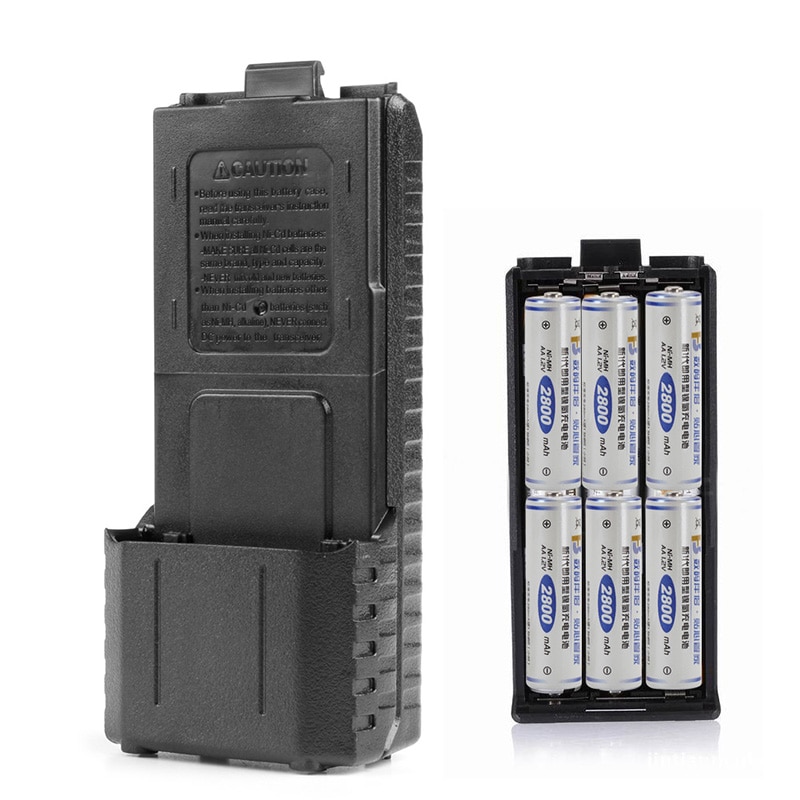 6xAA Batterij Case Shell Box Voor Twee Manier Radio Baofeng UV-5R UV-5RE Plus Zwart
