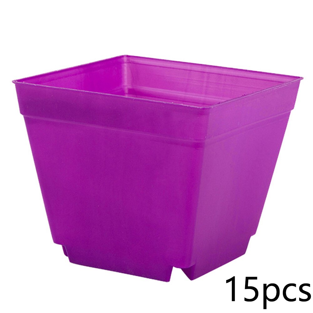 100pcs Plant Pots Small Terracotta Plastic Flower Pot Cactus Tiny Nursery Transplant Flower Pots Fall Resistant Tray Grow Box: 15pcs 10cm purple