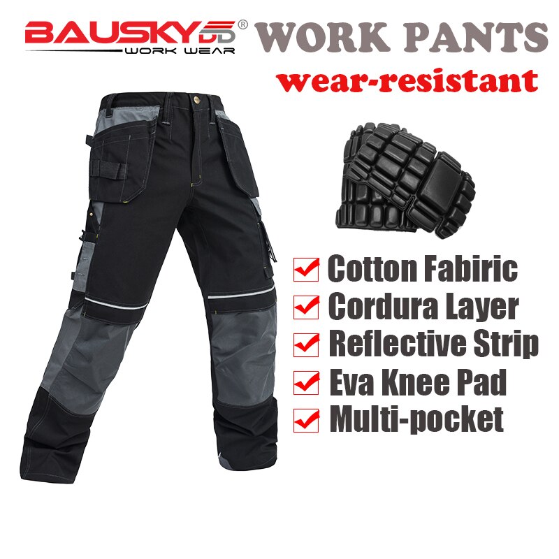 100% katoen mannen werk broek met kniebeschermers monteur craftsman werkkleding werk broek multi pocket