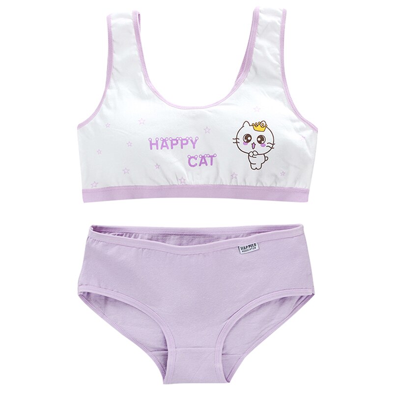 Girl Training Bras Puberty Young Girls Teenagers Student Camisole Vest Set Cotton Children Sport Underwear: Z