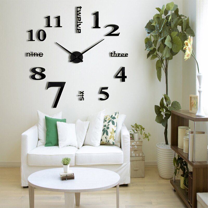 Acryl 3d slaapkamer wandspiegel wandklok diy woonkamer huisdecoratie horloge kwarts grote wandklok