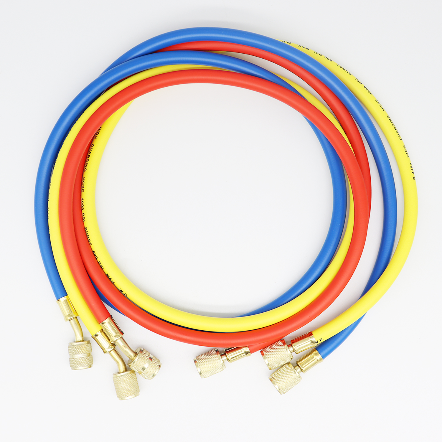 R410a st kylmedelsslangar för ac, 3 färger, 1/4 " sae, -5/16 sae-gänga, 800-4000 psi arbetstryck, passar för  r134a vvs-system