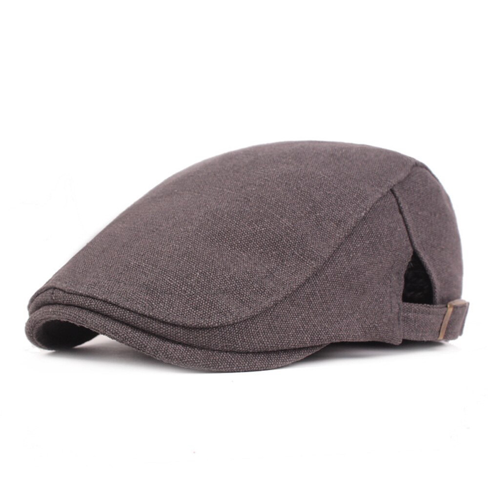 Mænd klassiske justerbare beret hatte ensfarvet udendørs newsboy kørsel golf kasketter hatcs 0396: Grå