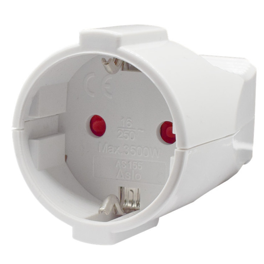 White 250v 16a french Russia Korea German EU Schuko Plug power cord wired cable Socket Male Female Assembly Receptacle connector: WHITE