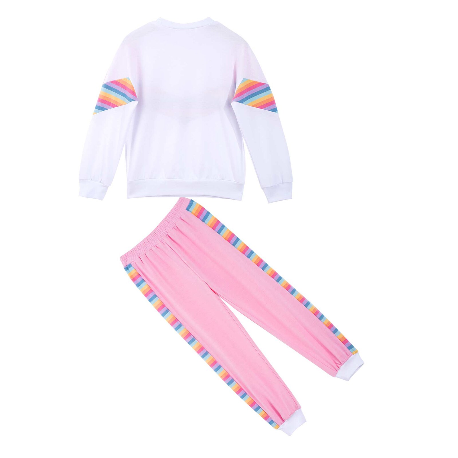 Kids Girls Tracksuit Sport Clothes Children Sports Outfits Casual Long Sleeve Patchwork Style Top with Elastic Waist Long Pants