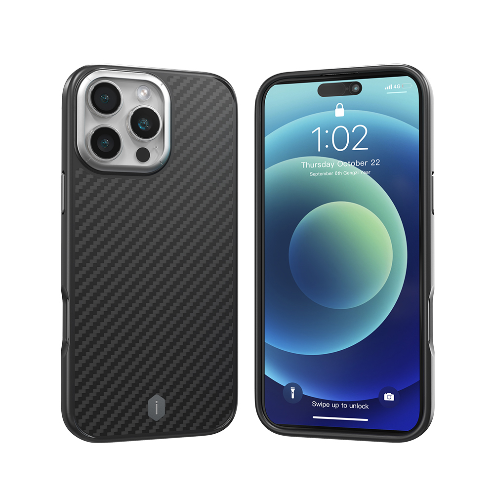 WiWU Kevlar Mobile Phone Case for iPhone 16 Pro Max TPU Frame Anti-fingerprint Case for iPhone 16 Pro N52 Magnetic Attached