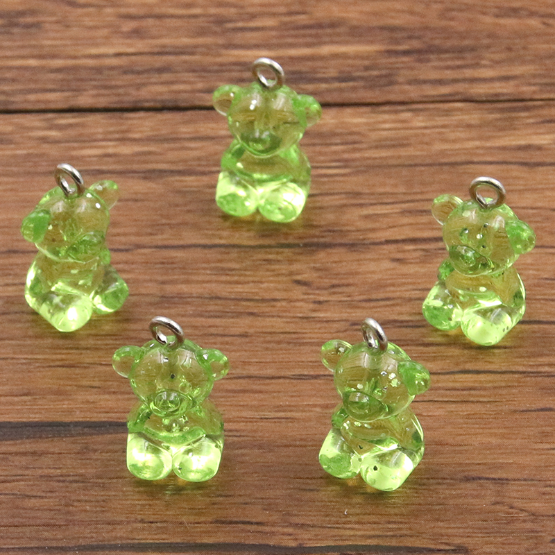 10 Uds., 12x20mm, 8 colores, , dijes de oso transparentes, cabujones de resina, collar de caramelo, llavero, colgante, accesorios para hacer bricolaje: orange