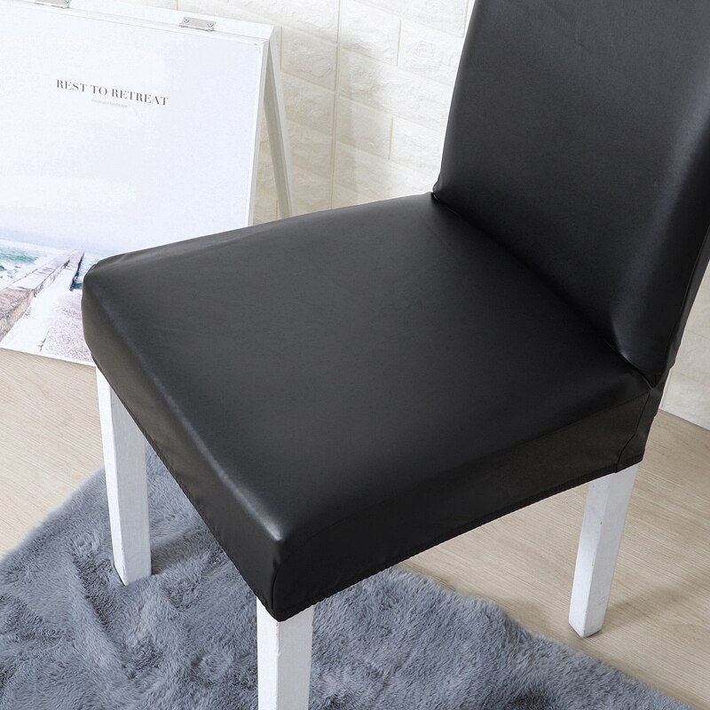 PU Leather Solid Color Chair Cover Waterproof Dining Chair Covers Hotel Banquet Wedding Seat Covers Chair Protector