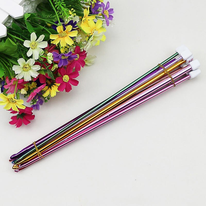 Juego de agujas de costura manual, juego de agujas de ganchillo, colores surtidos, utensilios con agujas de tejer de aluminio tunecino afgano, 11 unidades