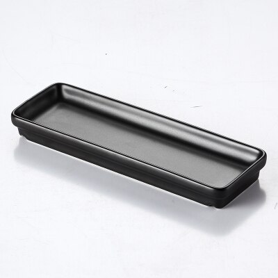 1 pcs Ceramic Porcelain Plate Nordic Style Rectangular Flat Black Western-style Food Snack Butter Plate Tableware Ceramic