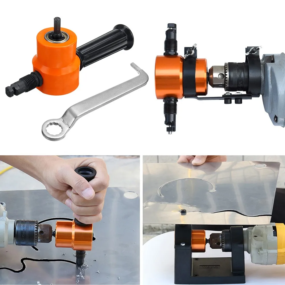 Double Headed Sheet Metal Cutter Nibbler Electric Punching Shears Iron Saw Cutting Tool Drill Attachment Deburring Tool Snips