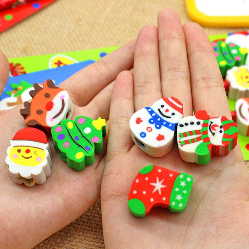 8Stck Kreative Weihnachten Bleistift Schreibwaren Weihnachten Bleistift Radiergummi einstellen Weihnachten Schüler Art Büro &Ampere; Schule Liefert