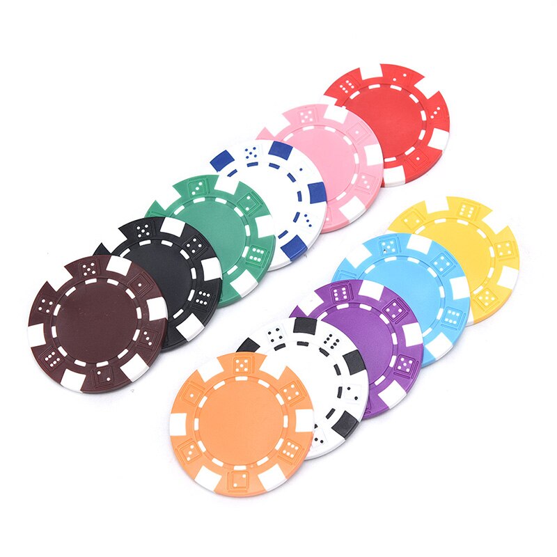 50 pokerchips 11.5 gram terningekant  of 11 farver