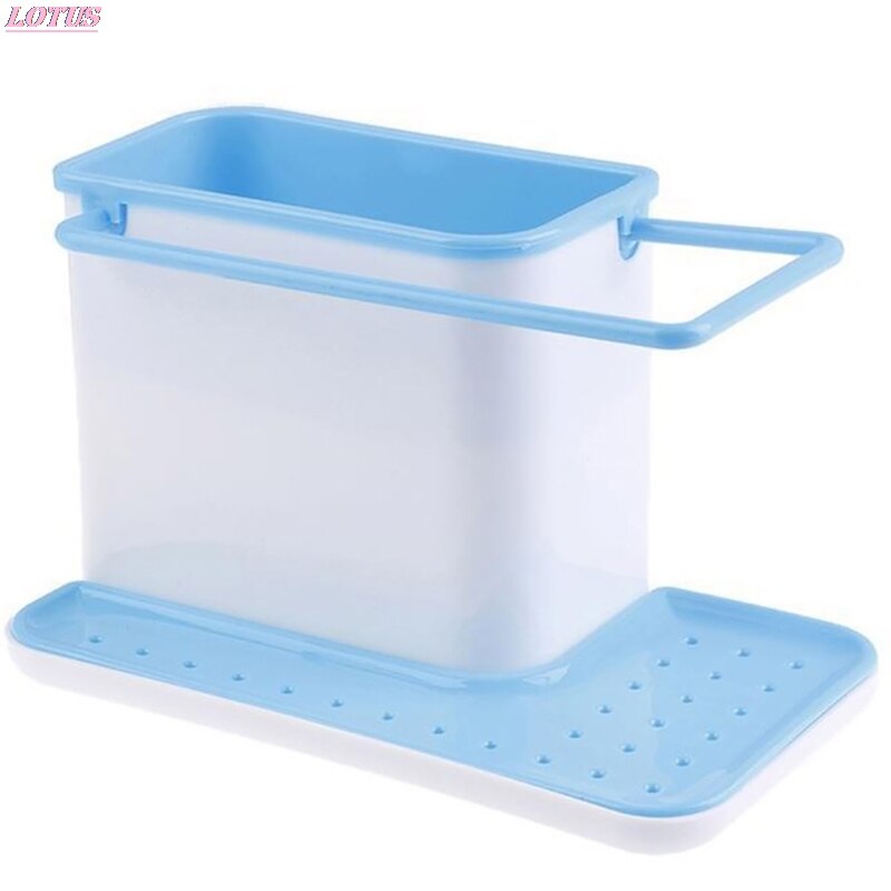 Storage Shelf Sponge Holder Draining Sink Box Kitchen Organizer Draining Rack Dish Storage Rack Stands Utensils Towel Rack: blue