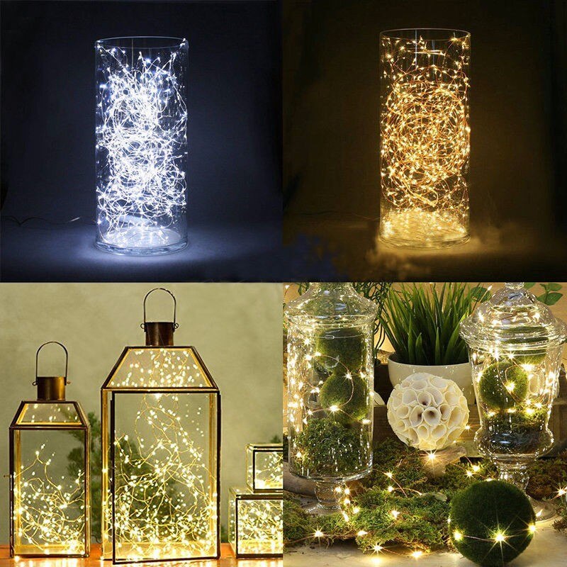 1/2M luces tipo Hada a prueba de agua LED Cadena de luz para Navidad de vacaciones jardín dormitorio boda decoración exterior Interior lámpara
