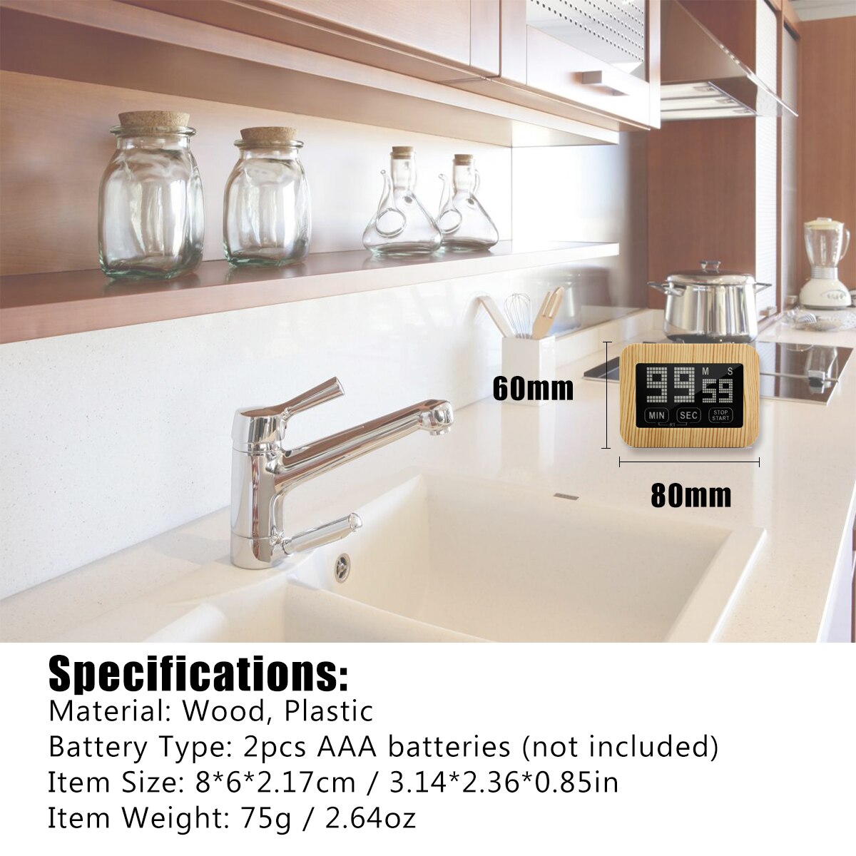 Digital Kitchen Timer Magnetic Countdown Clock Touchscreen Count Up Down Timer with Retractable Bracket for Cooking Classroom