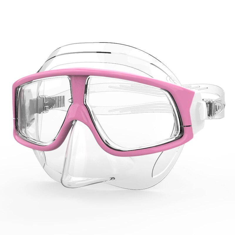 Val vuxen dykmask silikon dykglasögon undervattensräddning dykning män kvinnor skyddsglasögon mask: Rosa