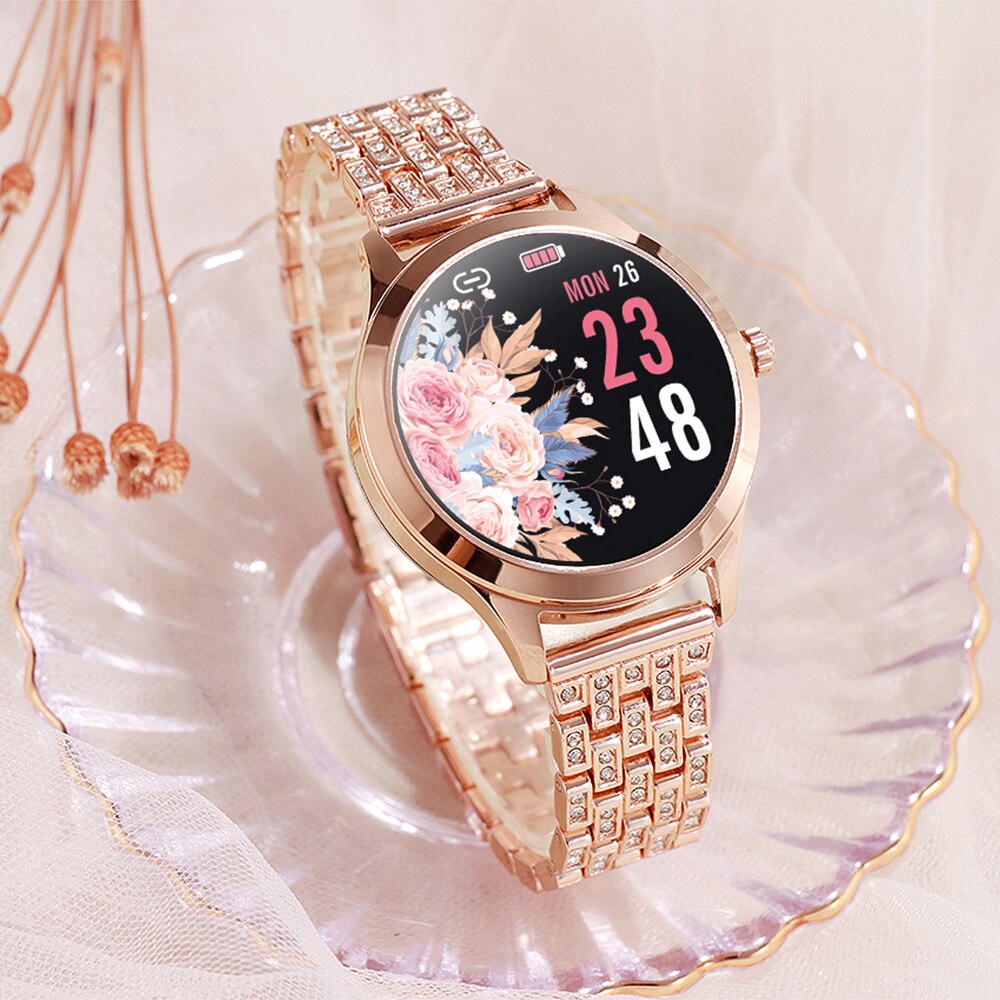 Smart Uhr Frauen LW07 Smartwatch Rose Gold Fitness Armband Voller Touch IP67 Wasserdicht für Damen Mädchen H8 Pro MK20 ZL13: Gold LW07