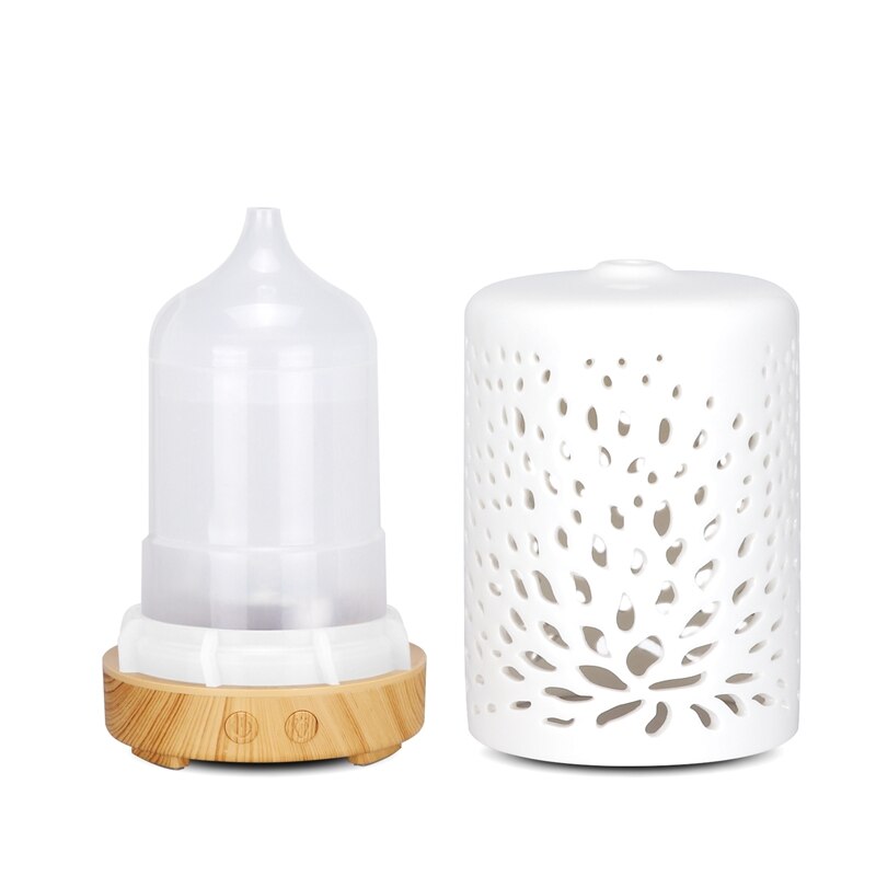 Difusor ultrasónico de cerámica para hogar, humidificador de aire, purificador, atomizador, difusor de aceites esenciales con luces nocturnas de 7 colores