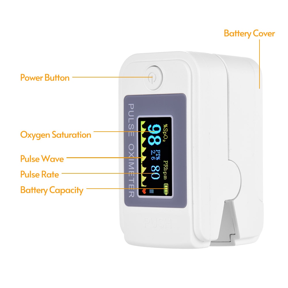 oximetro recargable Mini Fingertip Pulse Oximeter Pulse Rate Blood Oxygen Saturation Monitor Clear OLED Display for Home Use