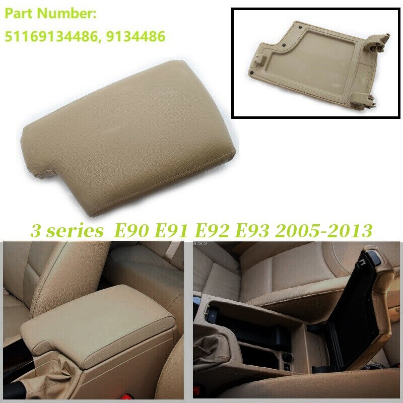 Leder Armlehne Center Kasten Konsole Deckel Abdeckung passen Für-BMW 3 Serie E90 E91 E92 E93 2005 Beige