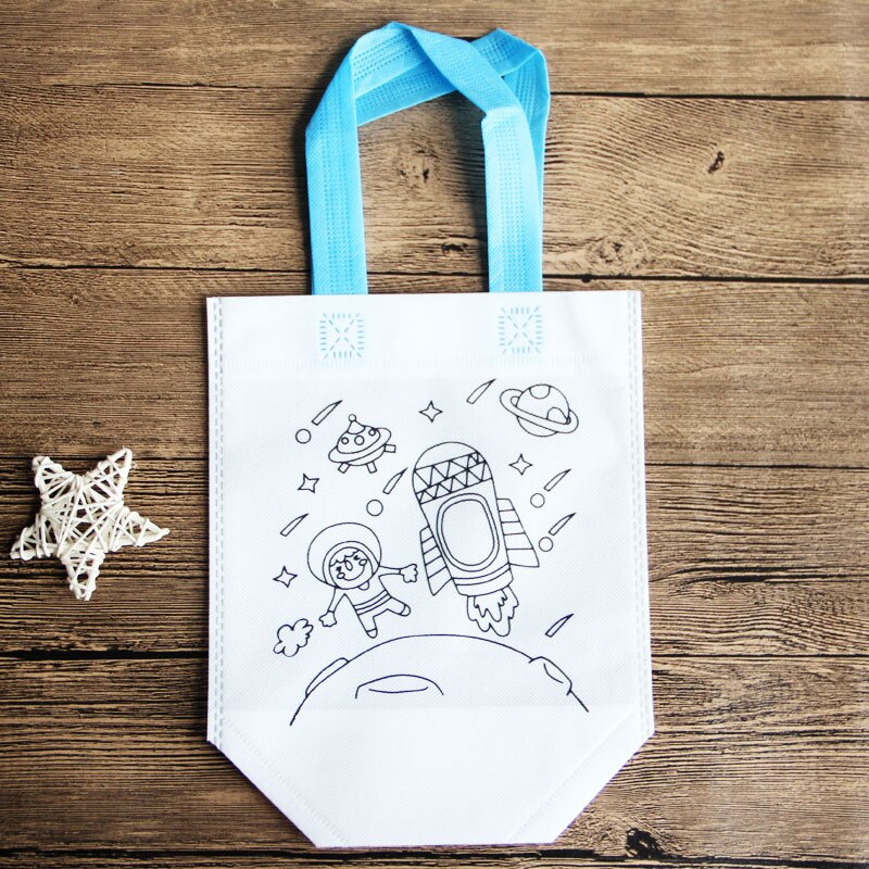 10pcs Per Bambini FAI DA TE Eco-Friendly Borsa Graffiti Giocattolo Educativo Scuola Materna Pittura A Mano Materiali Tessuto Borse Per Bambini Giocattoli Regali: Space
