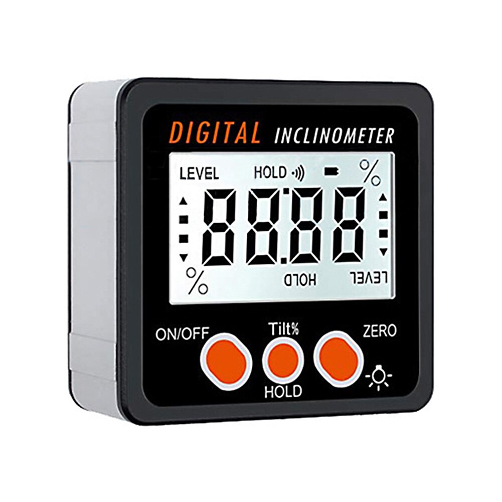 Mini Electronic Protractor Magnetic Base Angle Gaug Waterproof Digital Inclinometer Woodwork Data Hold Zero-setting LCD Screen