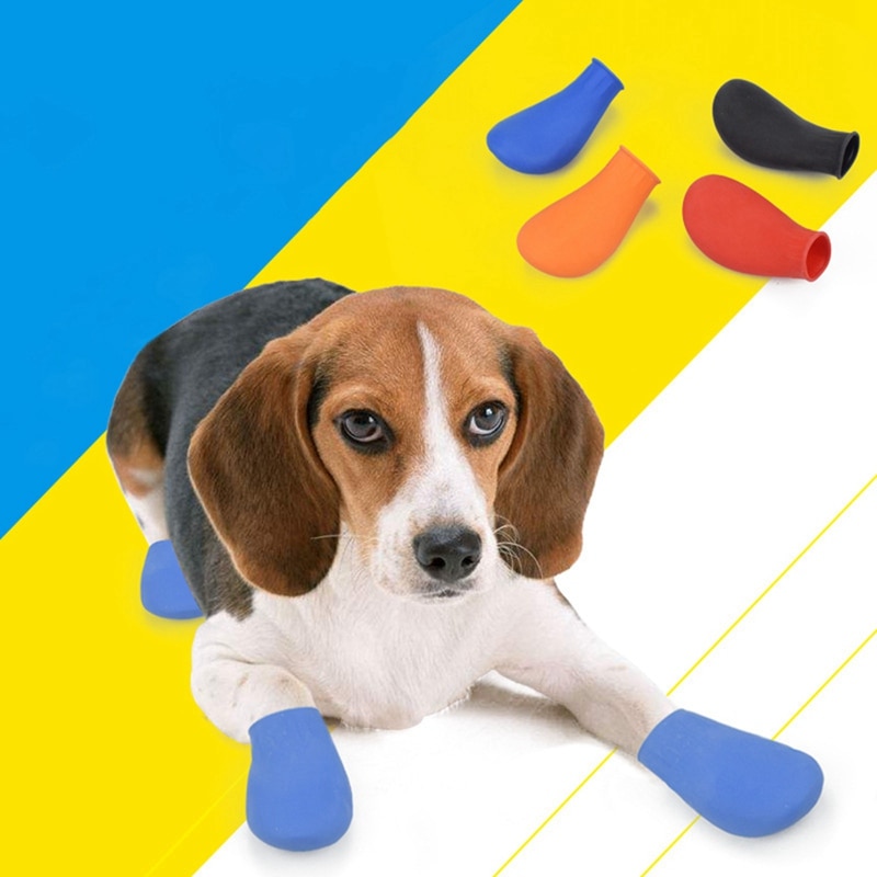 Huisdier Rubber Laarzen Sokken Voet Cover Waterdichte Regen Schoenen Antislip Outdoor Puppies Multcolor Schoenen Pet Poot Protectors Pak van 4pcs