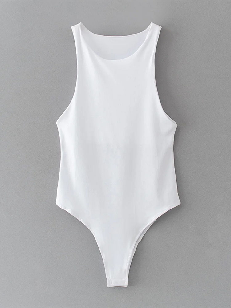Été solide sexy moulante femmes body femme 4 couleur vert mince body décontracté chic dame club court combishorts femme: M / WHITE