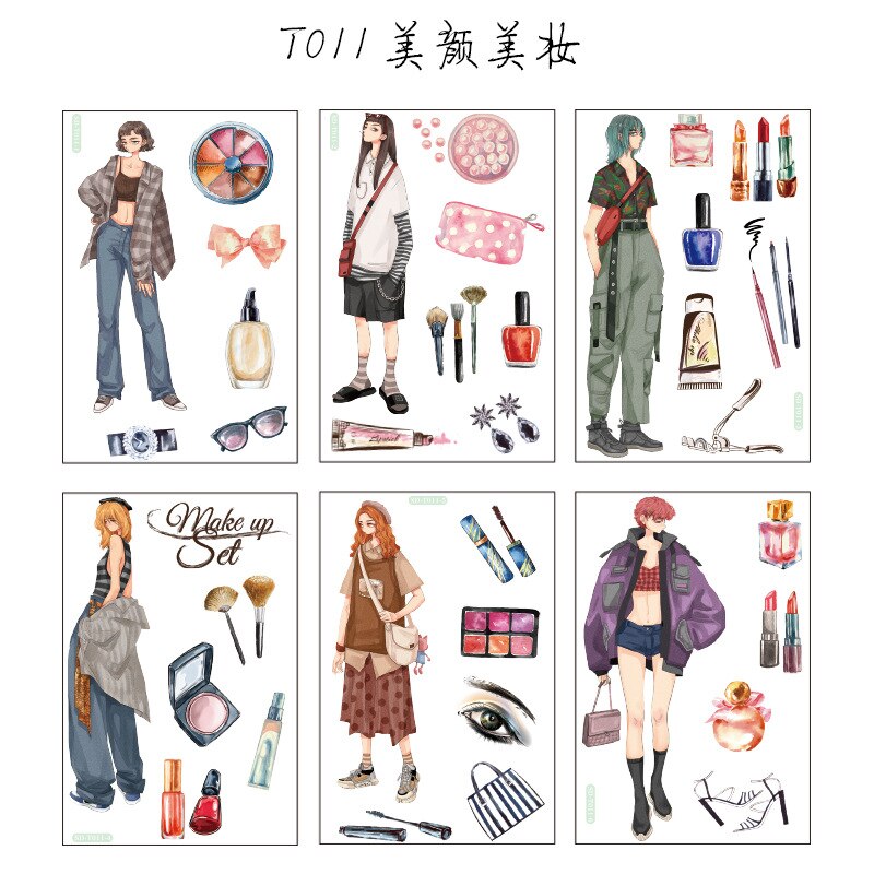 Pegatinas de papel Washi Kawaii para diario, suministros de papelería decorativos para cuaderno, álbum de recortes, 6 hojas: 11