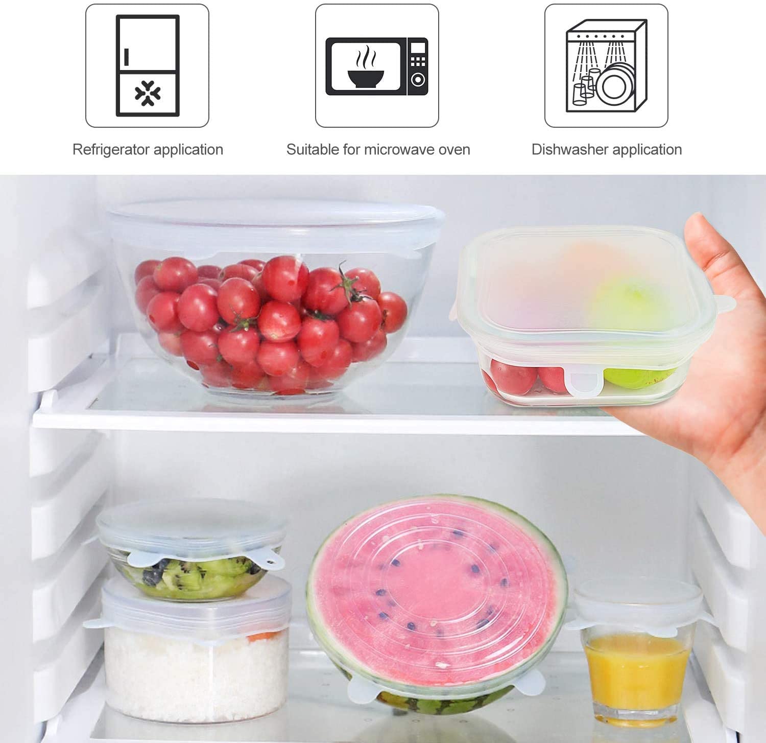 Couvercles alimentaires extensibles en Silicone, Pack de 10, sans BPA, réutilisables, durables, pour le stockage des aliments, pour bols, blanc, violet