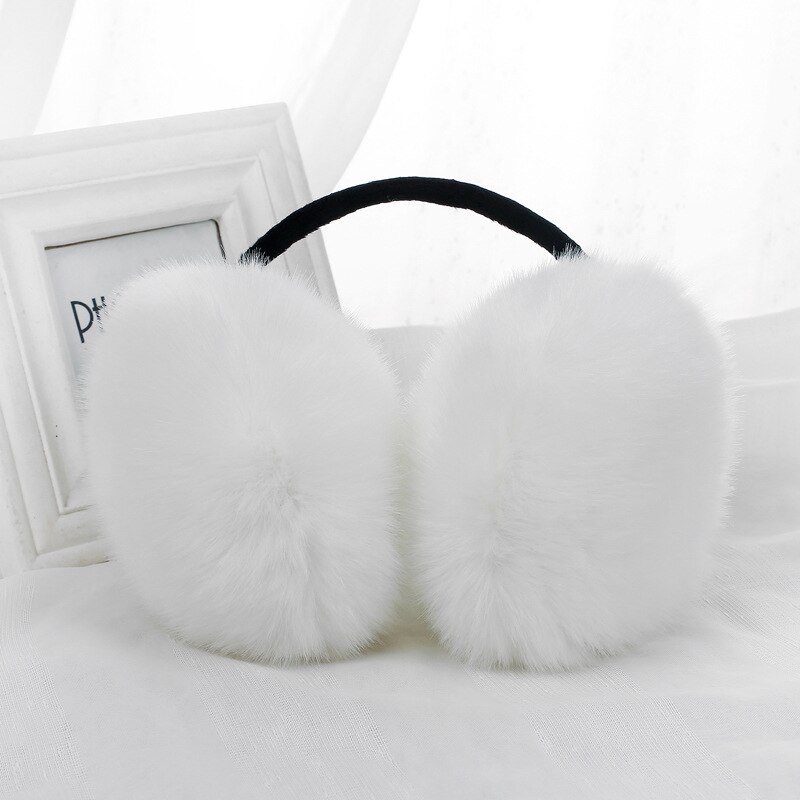 Kvinder ørebeskyttere til mærke vinter ørebeskyttere elskere ørevarmer plys behagelig varm ørebetræk ørevarmer til piger tke 002- khaki: Hvid