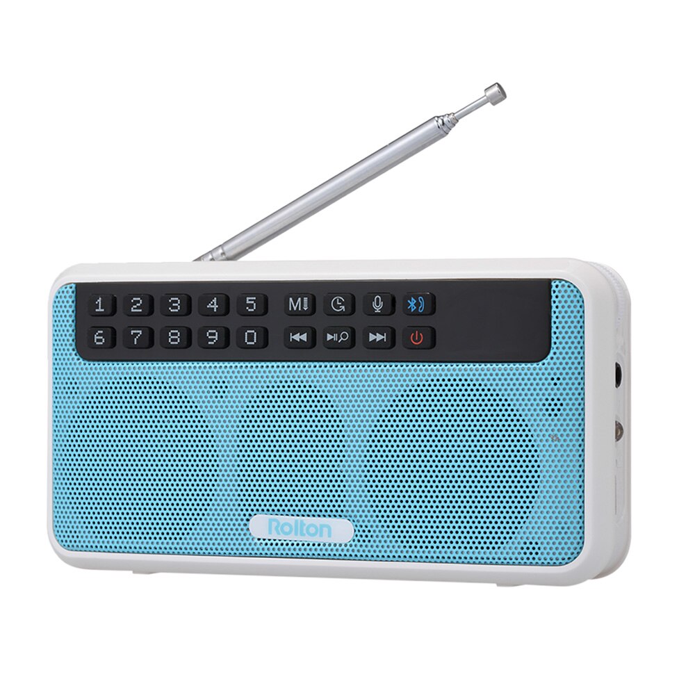 Rolton E500 Wireless Bluetooth Speaker HiFi Stereo Music Player Portable Digital FM Radio w/ Flashlight LED Display Mic TF Slot: Blue