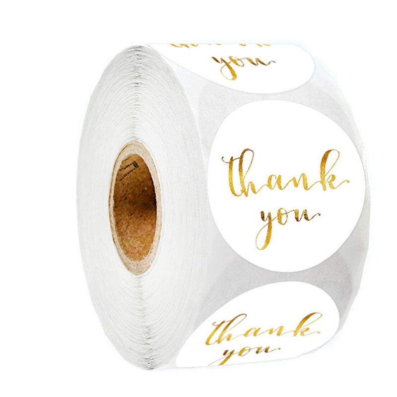 Etiqueta Adhesiva redonda de papel blanco para álbum de recortes, pegatina de agradecimiento de 1 pulgada, sello de sobre de boda, papelería hecha a mano, 50-500 Uds.: YH86-50pcs