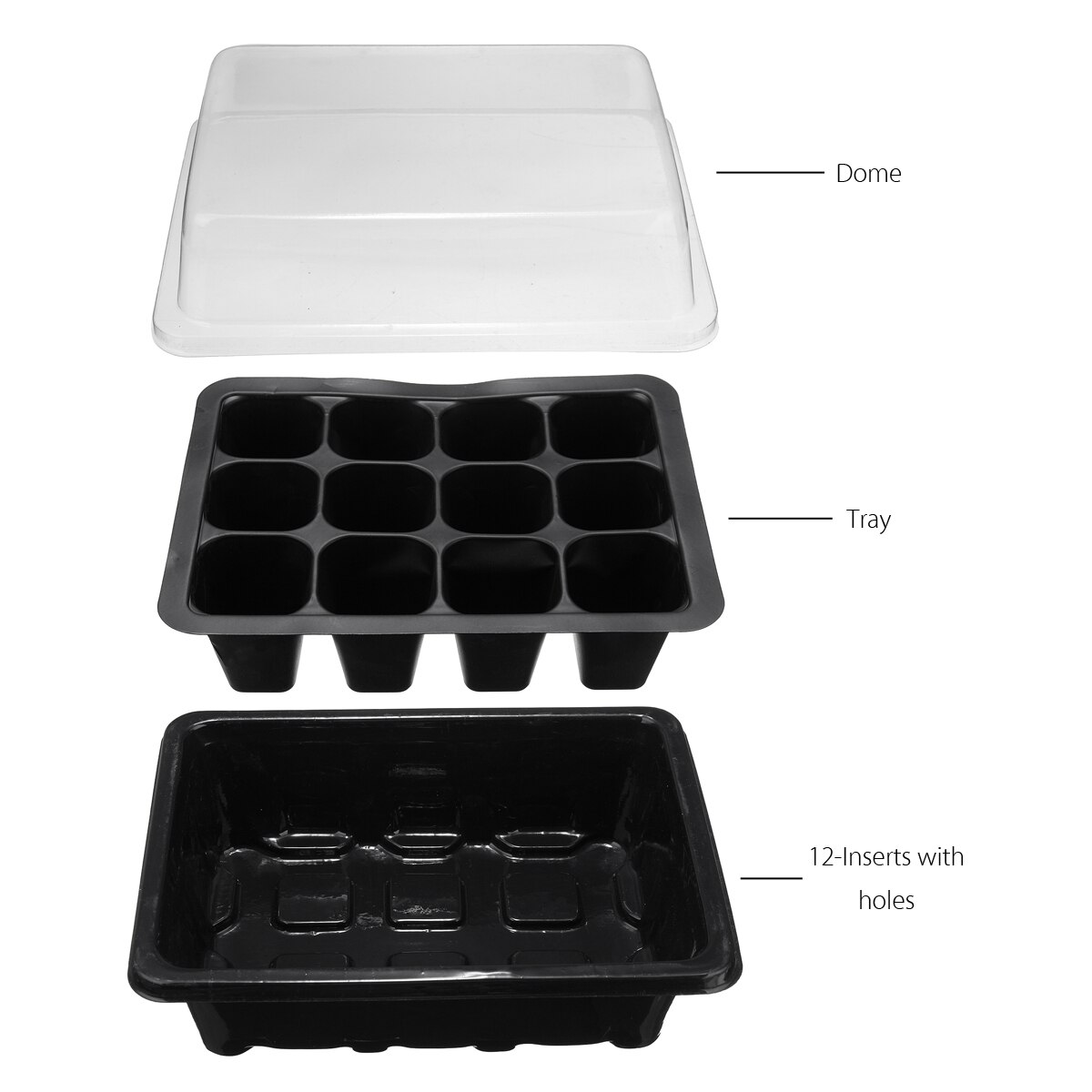 12-cells Lid Grow Box Greenhouse Sow Seed Propagation Box Kit Seedling Flower Cut Tray Garden Pots And Planters