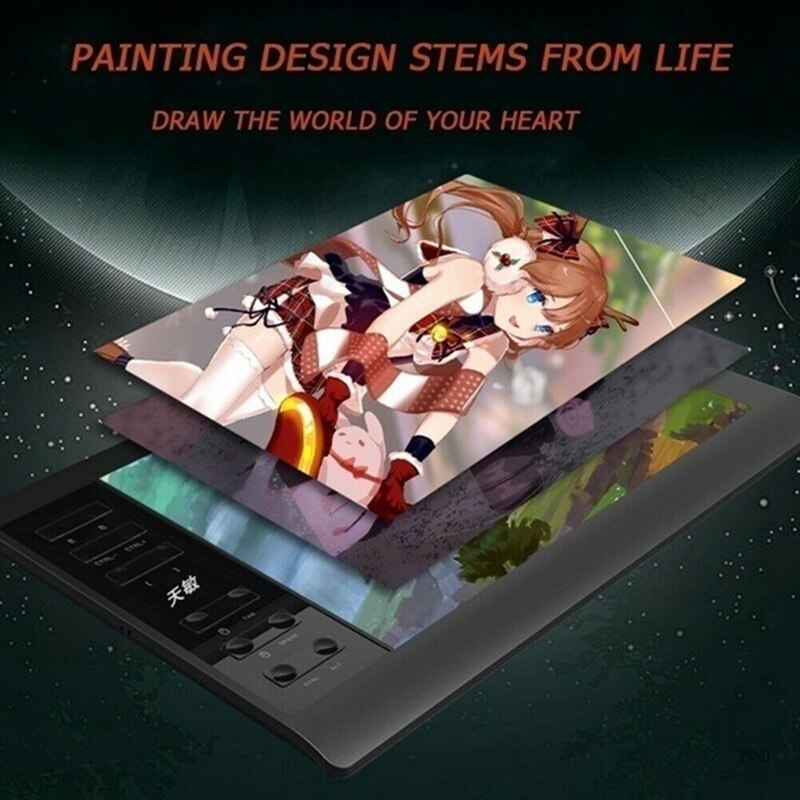 10*6'' HD Graphics Drawing Digital Tablet Monitor Pen Display 233 Point Quick Reading Pressure Sensing Universal