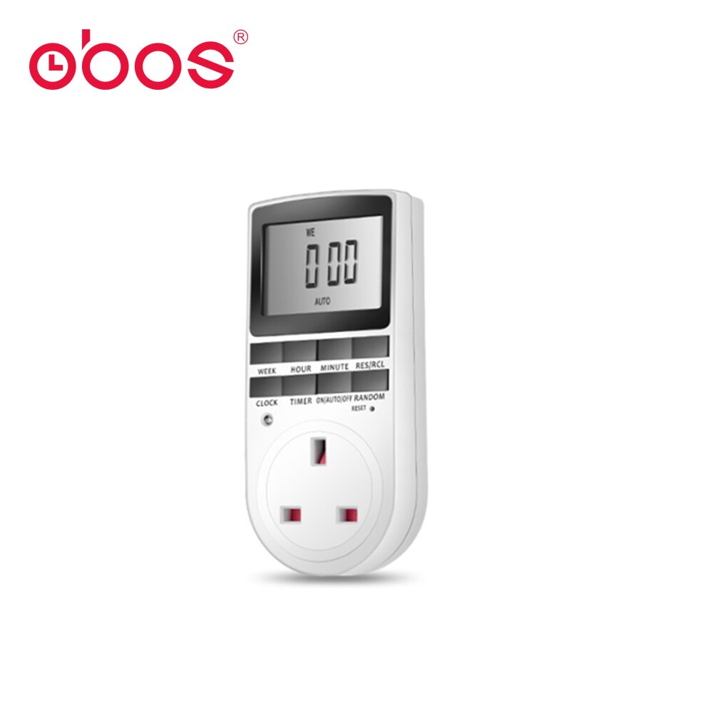 OBOS socket timer digital electronic digital timer switch power timer EU UK AU US FR 220V 230V 240V 13A 15A 16A