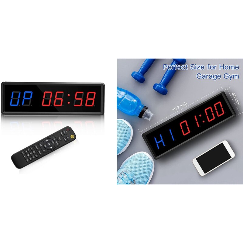 Training Gym Interval Timer Count Down/Up Clock,LED Gym Timer Stopwatch with Remote for Home Gym Fitness