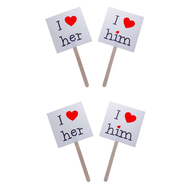 4Pcs Wedding Photo Props Lightweight Funny Delicate Portable Wedding Photography Props Wedding Booth Supplies