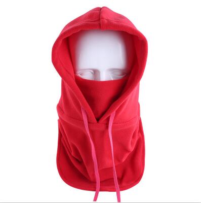 Dobbeltbrugs ski vinterhatte til mænd kvinder hætte kasket justerbar sort fleece plys hat termisk balaclava hovedbeklædning vindtæt: Rød