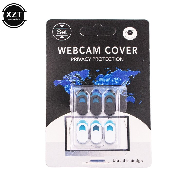 Universal webcam cover lukker magnet skyder plast til bærbar ipad iphone tablet privatliv klistermærke ultratynd mobiltelefon camere: Hvid og sort