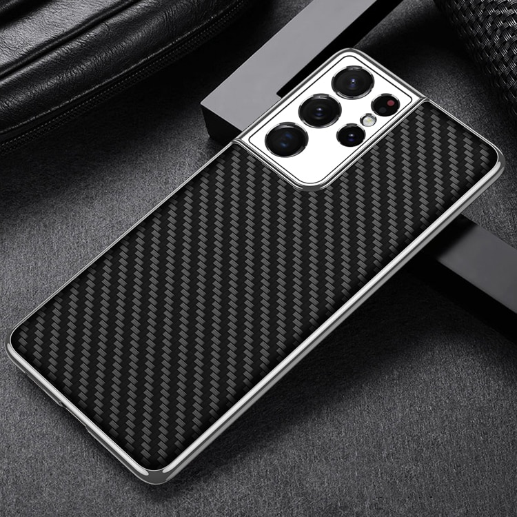 Luxury Plating Leather Texture Case for Samsung Galaxy S21 Ultra S21 Plus 5G Cover Hard Protective Phone Case Anti-Konck Coques: For S21 5G / 4
